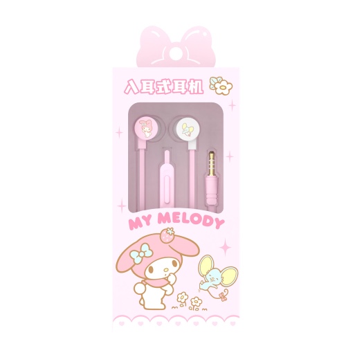 Official Sanrio Wired Earbuds Cute Sanrio Family In-Ear Headphones 3.5 mm Plug - My Melody