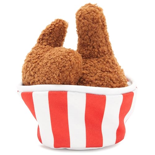 Barkbox 2 in 1 Interactive Plush Dog Toy - Rip and Reveal Dog Toy for Medium, & Large Dogs - Stimulating Squeaky Pet Enrichment and Puppy Toys | Bucket o’Fried Licken - Bucket o’Fried Licken - Medium