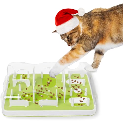 ALL FOR PAWS Interactive Cat Puzzle Feeder, Mental Stimulation Cat Maze Toy Slow Feeding Treat Dispenser for Indoor Cats - Classic