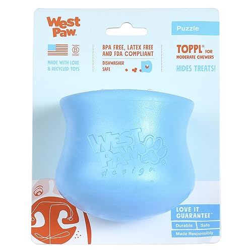 WEST PAW Toppl Tough Dog Chew Toy Blue (Large) - Large - Aqua Blue