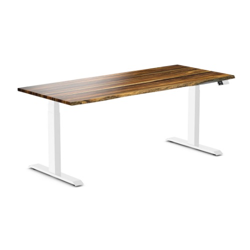 Desky Dual Hardwood Sit Stand Desk | Pheasantwood / 1800x750mm / White