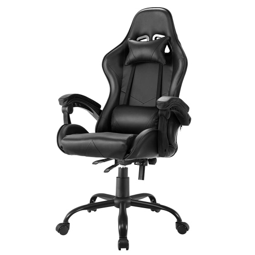 ADVWIN Gaming Chair High Back Ergonomic Office Chair, Adjustable Racing Style Computer Gaming Chair with Headrest and Lumbar Support, PU Leather Gaming Chair for Adults & Teenager (Black)