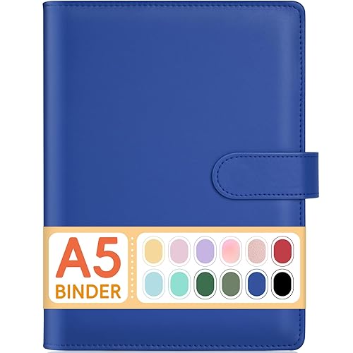 Sooez A6 Notebook Binder, 6 Ring Planner with Stylish Design, Loose Leaf Personal Organizer Binder Cover with Magnetic Buckle Closure, PU Leather Binder for Women with Macaron Colors (Lavender) - Pink