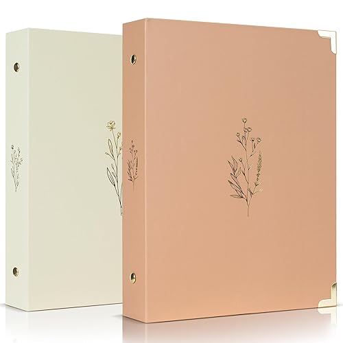 Aesthetic 6 Ring A5 Binder Set of 2 - The Perfect Small 0.75 Inch Planner Binder for Journaling or Collections - Refillable Notebook Holder with Pocket - Beige-pink