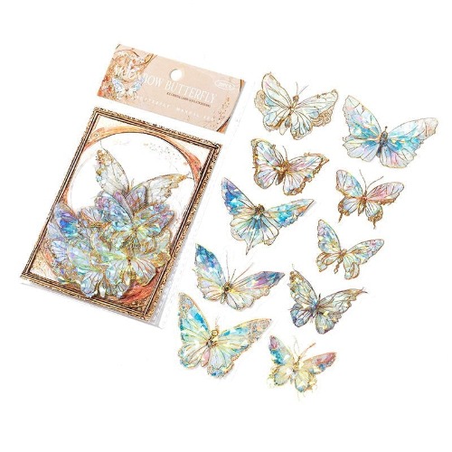 Shimmering Butterfly Stickers - White