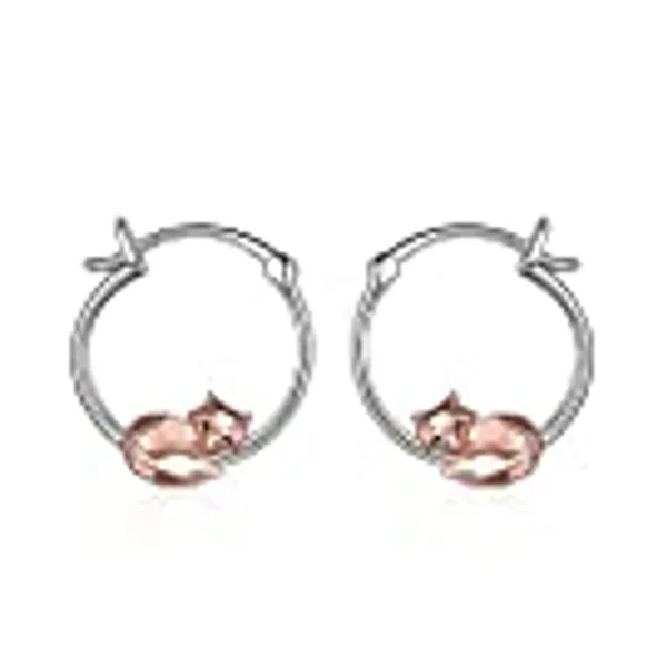 Fox/Pig/Mushroom/Cat Earrings Sterling Silver Cute Hoop Earrings Animal Jewelry Gifts for Women Daughter