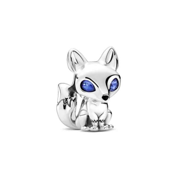 PANDORA Blue-Eyed Fox, Blue Crystal & Black Enamel 925 Sterling Silver Charm - 799096C01