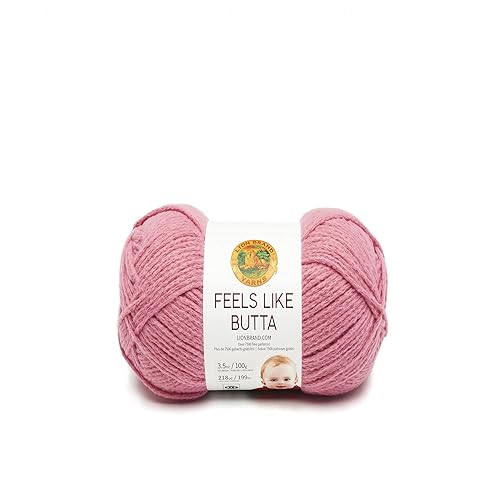 Lion Brand Yarn Feels Like Butta Soft Yarn for Crocheting and Knitting, Velvety, 1-Pack, Dusty Pink - 1 Pack - Dusty Pink - Yarn