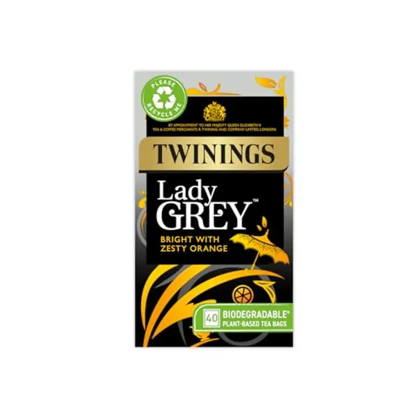 Twinings Lady Grey Tea | Bright & Refreshing Black Tea with Zesty Orange | 40 Biodegradable Tea Bags