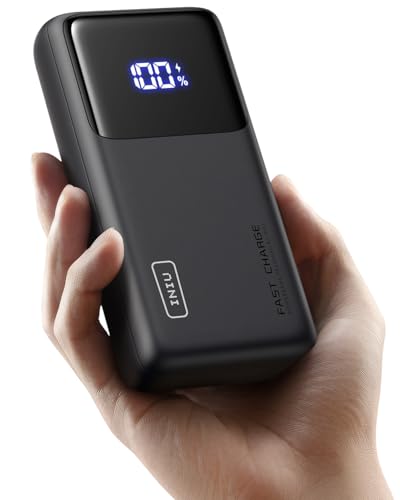 INIU Power Bank, 100W 25000mAh Portable Charger Fast Charging USB C Input & Output for Laptop and Phones Battery Pack, Powerbank for iPhone 16 15 14 13 12 Pro Max Mini Plus Samsung Steam Deck iPad etc - Medium - Black