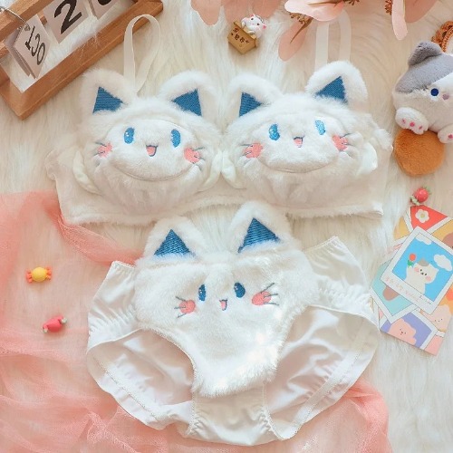 Soft Kitten Lingerie Set - Blue / M