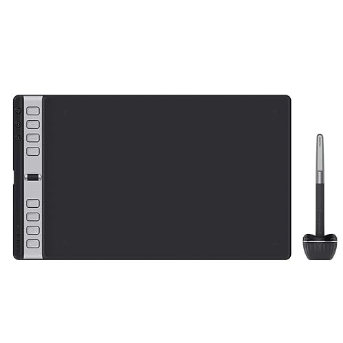 2023 HUION Inspiroy 2 Large Drawing Tablet, 10x6inch Art Tablet with Scroll Wheel 3-Set 8 Customized Keys Battery-Free Stylus, Graphics Tablet for Drawing, Design, Work with Mac, PC & Mobile, Black - Large - Black
