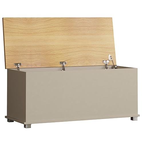 Vida Designs Arlington Storage Ottoman, Wooden Chest with Lid, Seat, Stool, Window Bench, Blankets, Bedding, Toy Box, Footstool, Grey - Grey