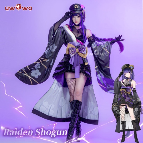 Uwowo Genshin Impact Fanart Raiden Shogun Taisho Kimono Cosplay Costume - 【Pre-sale】S