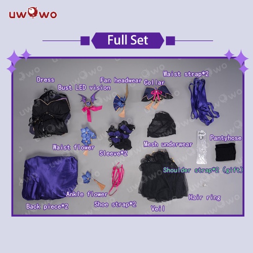 Exclusive Uwowo Genshin Impact Fanart Raiden Shogun Devil Succubus Gown Halloween Cosplay Costume - 【In Stock】S