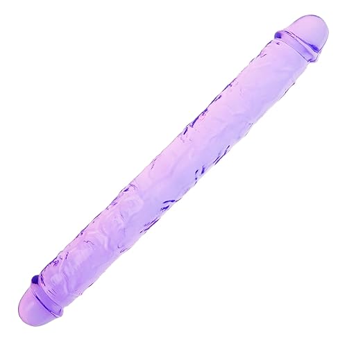 15 * 1.7 Inches Double Dildo Crystal Jelly Realistic Anal Long Dildo Penis Soft and Flexible with Veins and Glans Adult Sex Toys for Women/Men/Lesbian Purple - 15*1.7 Inch - Purple