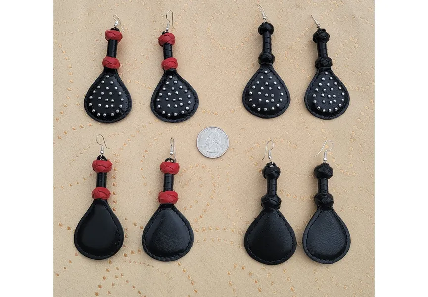 Mini Paddle Leather Earrings