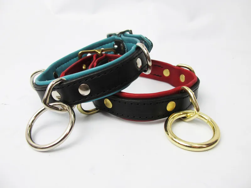 Leather Double-D & Drop-Ring Collar in Multiple Colors