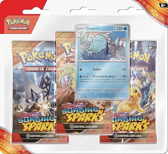 Pokémon TCG: Scarlet & Violet—Surging Sparks 3-Pack Blister – Quagsire (3 Booster Packs & Foil Promo Card)