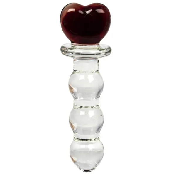 Glacier Glass Red Heart Dildo � 6.5 Inch