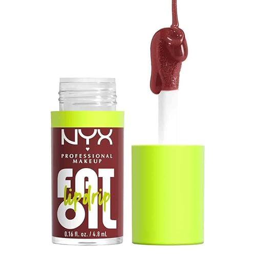 NYX PROFESSIONAL MAKEUP Fat Oil Lip Drip, Moisturizing Lip Gloss, Vegan Tinted Lip Oil, Up to 12 HR Hydration - Sprinkle Sprinkle (Deep Muted Rose) - 12 Sprinkle Sprinkle - 0.16 Fl Oz (Pack of 1)