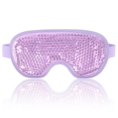 NEWGO Cooling Gel Eye Mask Reusable Cold Eye Mask for Puffy Eyes, Eye Ice Pack Eye Mask with Soft Plush Backing for Dark Circles, Migraine, Stress Relief - Purple - Purple