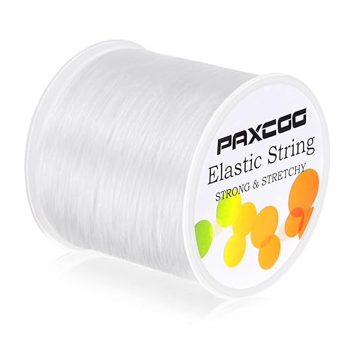 Paxcoo 1mm Elastic Bracelet String Cord Stretch Bead Cord for Jewelry Making and Bracelet Making White - 1 MM - White