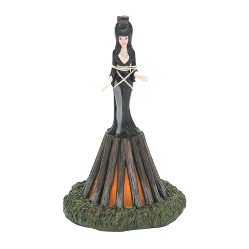 Department 56 Elvira Mistress of The Dark Village Accessories at The Stake Lit Figurine, 5.59 Inch, Multicolor