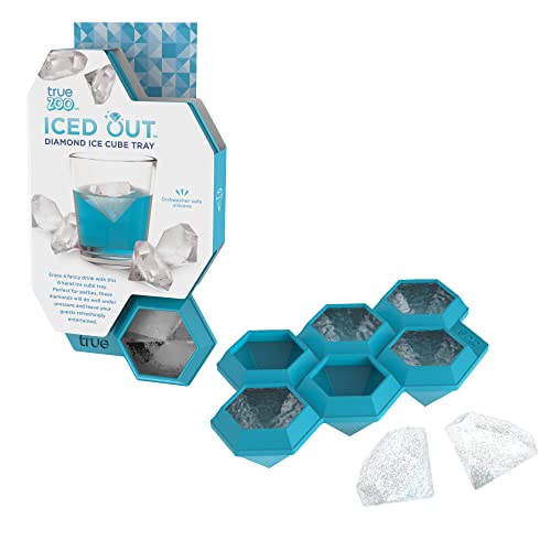 TrueZoo Diamond Silicone Cube Whiskey Ice Trays and Molds, Blue