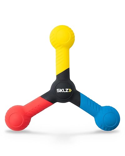 SKLZ Reactive Catch Trainer - Ergonomic PU Foam Baseball & Basketball Speed Training Sports Equipment - 4-Color, 3-Pointed Design Improves Focus, Hand-Eye Coordination - App & Online Training Videos - Blue/ Yellow/ Red - Catch