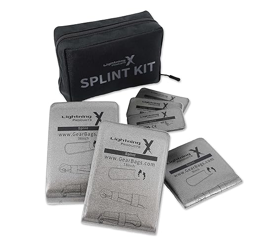 Lightning X Folded Universal Foam & Aluminum Medical Tactical Roll Splint Kit PRO for First Aid EMT Trauma Kits - 6 Splints, 36", 18", 9" & Finger + Bag