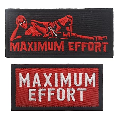 LanXin 2 Pieces Morale Patches, Maximum Effort'' Military Emblem Tactical Badges Embroidered Applique - Hook and Loop Fasteners Backing Patches for Jeans Jacket Clothing Handbag Shoes Caps