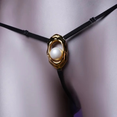 「Moist Eyes」G-string Clitoral Jewelry With Bead Stimulator | Medium