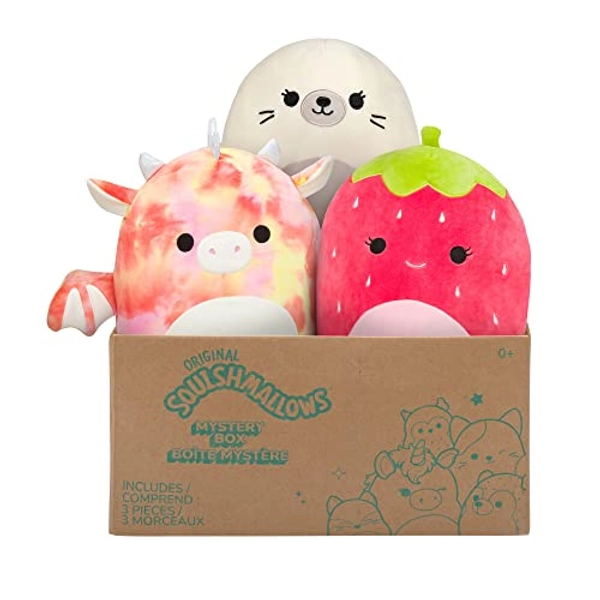 Squishmallows Official Kellytoy 8" Plush Mystery Pack - Styles Will Vary in Surprise Box That Includes Three 8" Plush - Box