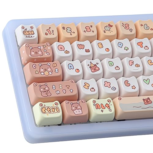 Hyekit PBT Keycaps for Mechanical Keyboard - 144 Keys Capybara Keycaps, Dye-Sublimation Cute Keycaps Mao Profile Custom Keycaps for Cherry Gateron MX Switches, for Mac Windows PC Keyboard - Capybara