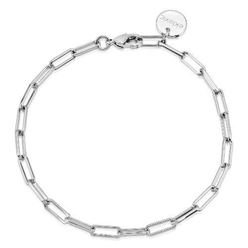 Silver Elongated Link Chain Bracelet - 6"