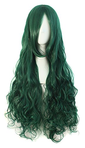 MapofBeauty 31 Pollic/80cm Lungo Capelli Spirale Riccio Cosplay Costume Parrucche (Menta Verde) - Scuro Verde