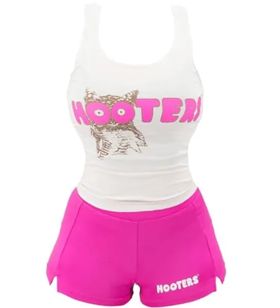Ripple Junction Hooters Girl Iconic Waitress Outfit Includes Tank Top and Shorts Set Officially Licensed