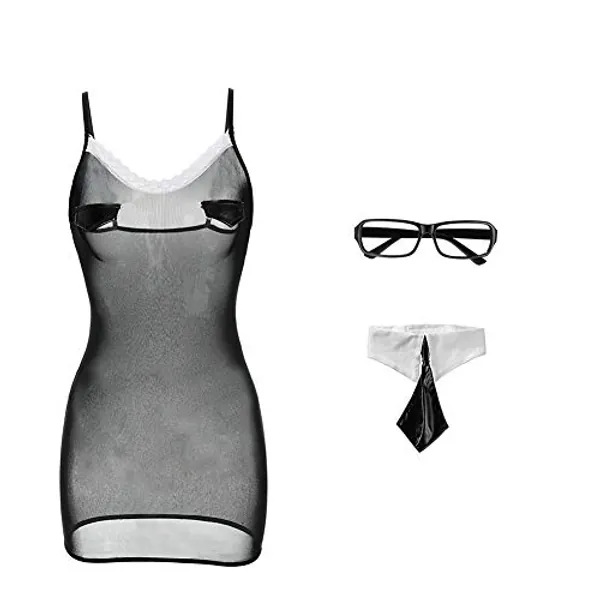 EROMATE Sexy Costume For Women Mini Secretary Lingerie Backless Dress Uniform