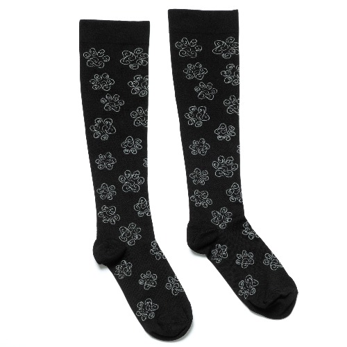 Paw Print Compression Socks | Swirling Gray Paws / S/M