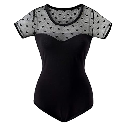 LittleForBig Cotton Romper Onesie Pajamas Bodysuit - Candy Hearts - Black - S