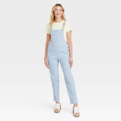Women's Denim Boyfriend Overalls - Universal Thread™ Light Blue Striped