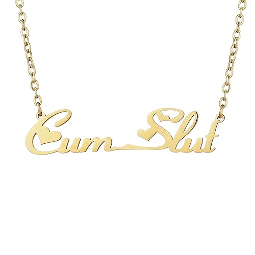 Cum Slut Necklace, Gold Plated or Silver Plated CumSlut Necklace, Gold or Silver CumSlut Necklace, Swinger CumSlut Necklace - Gold