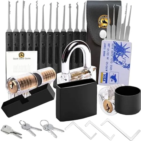 Lock Set with Kit Professional Security Key Tool Sets and Padlock Outdoor Practice Room Garage Sports Lockers Stainless Steel Shackle Picks Key