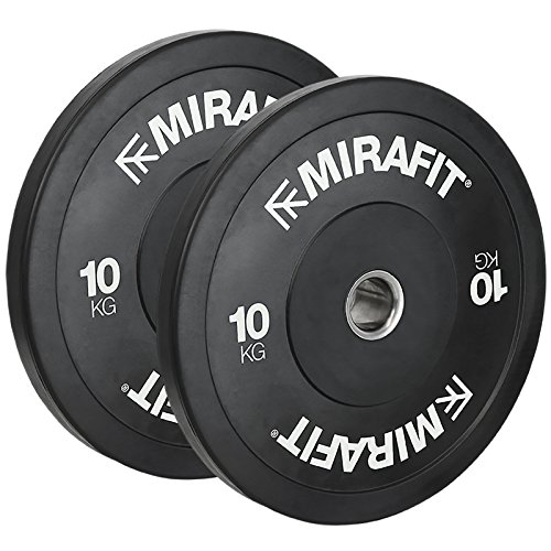 Mirafit Black Olympic Rubber Bumper Plates - Choice of Size - 2 x 10kg (20kg)