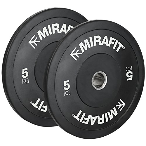 Mirafit Black Olympic Rubber Bumper Plates - Choice of Size - 2 x 5kg (10kg)