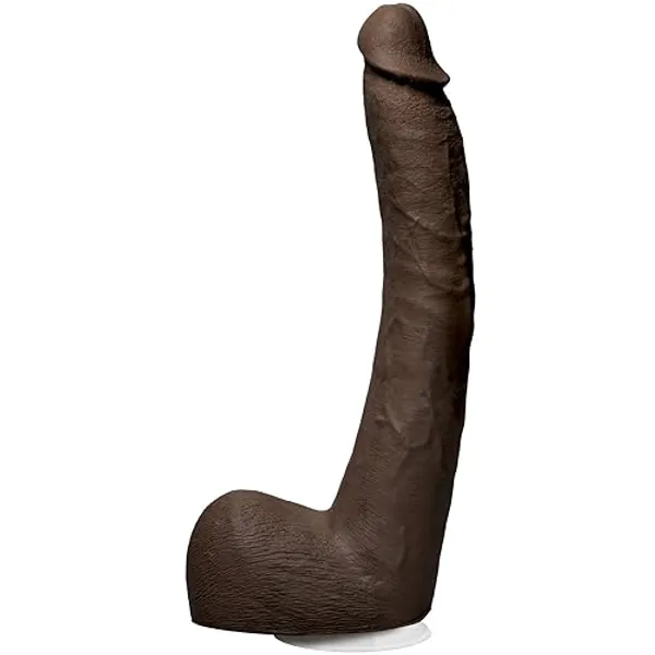 Doc Johnson Signature Series - Isiah Maxwell - 10 Inch Realistic ULTRASKYN Dildo with Removable Vac-U-Lock Suction Cup - F-Machine & Harness Compatible, for Adults Only, Chocolate