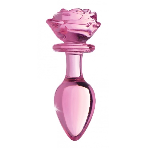 Pink Rose Glass Anal Plug - Large