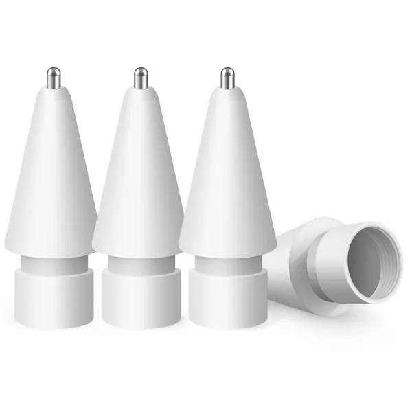 MEKO 4 Pack Tips for Apple Pencil 1st/2nd Generation & Logitech Crayon,No Wear Out Fine Point Precise Control Replacement Pen Nibs Compatible with iPad Pro/Air/Mini Pencil(White, 0.72mm)