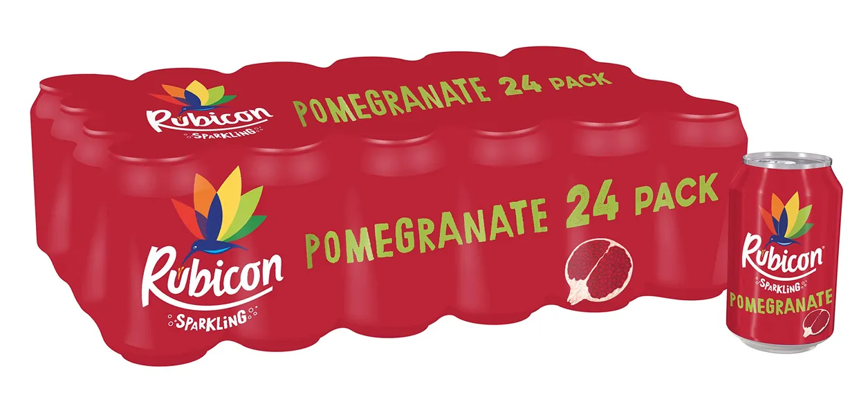 RUBICON Sparkling Pomegranate | 24 x 330 ml Cans | Get Your Tastebuds Tingling with our Rubicon Sparking Range - Packed with Real Fruit Juice | Make the Unboring Choice